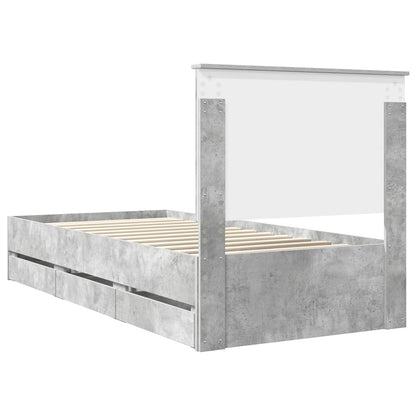 Bed Frame with Drawer Concrete Grey 90 x 200 cm Engineer Wood