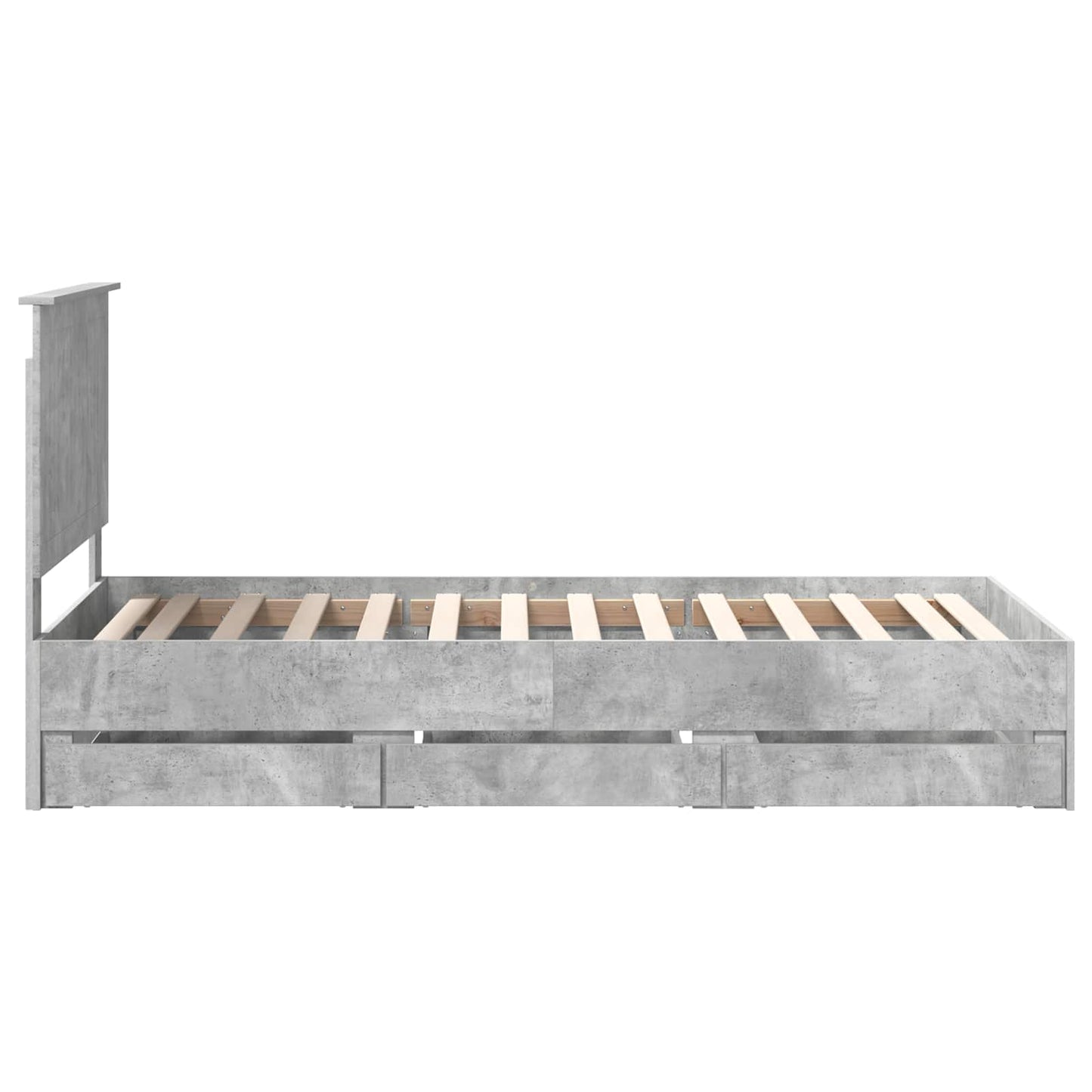 Bed Frame with Drawer Concrete Grey 90 x 200 cm Engineer Wood