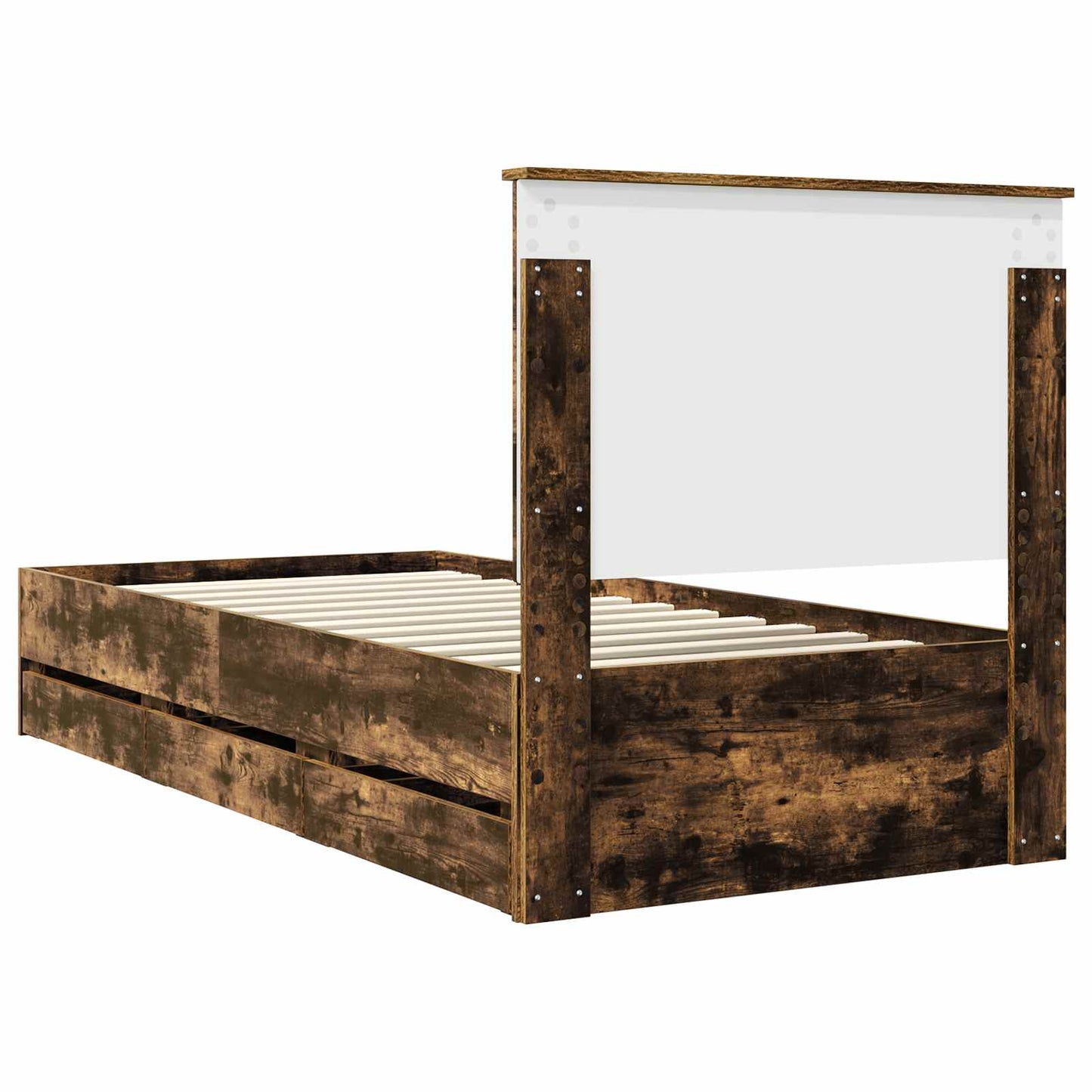 Bed Frame with Drawer Smoked Oak 90 x 200 cm Engineer Wood