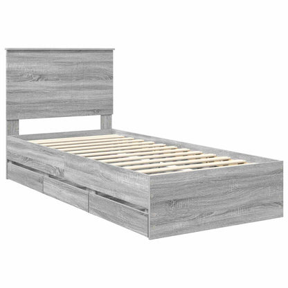 Bed Frame with Drawer Grey Sonoma 90 x 200 cm Engineer Wood