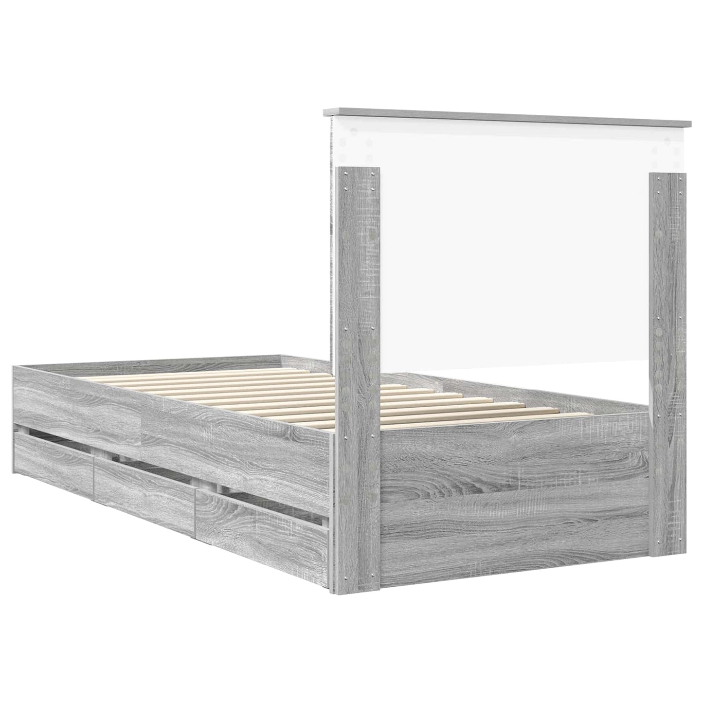 Bed Frame with Drawer Grey Sonoma 90 x 200 cm Engineer Wood