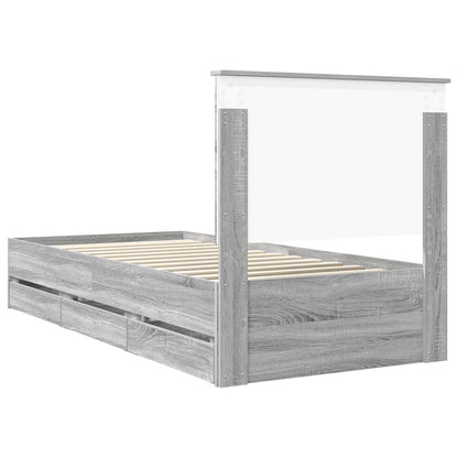 Bed Frame with Drawer Grey Sonoma 90 x 200 cm Engineer Wood