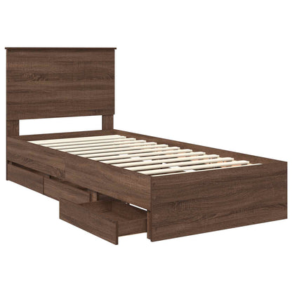 Bed Frame with Drawer Brown Oak 90 x 200 cm Engineer Wood