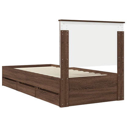 Bed Frame with Drawer Brown Oak 90 x 200 cm Engineer Wood