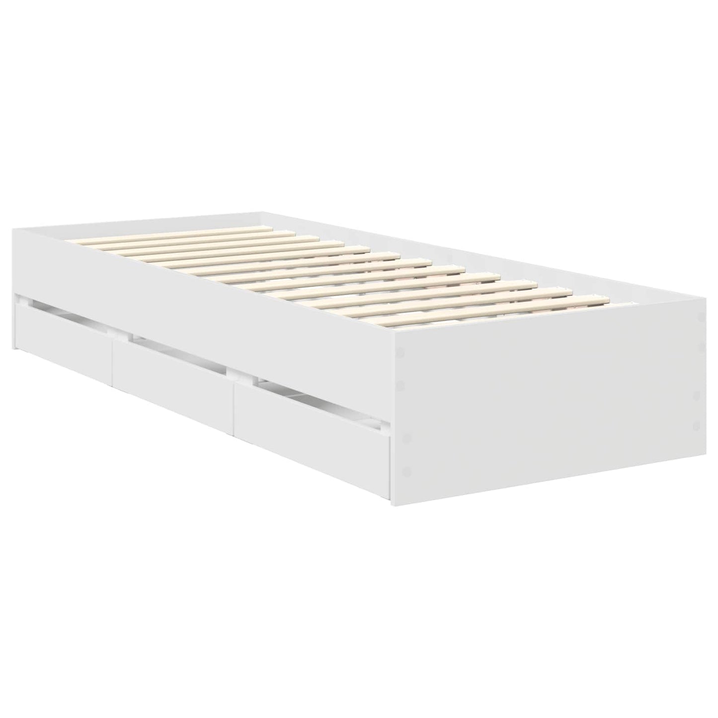 Bed Frame with Drawer White 75 x 190 cm Engineer Wood