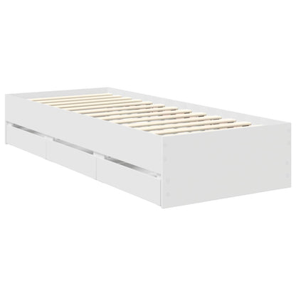 Bed Frame with Drawer White 75 x 190 cm Engineer Wood