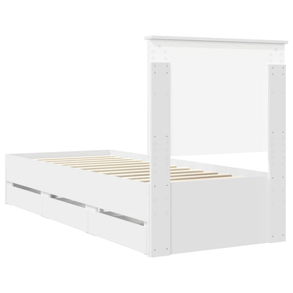 Bed Frame with Drawer White 75 x 190 cm Engineer Wood
