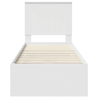 Bed Frame with Drawer White 75 x 190 cm Engineer Wood