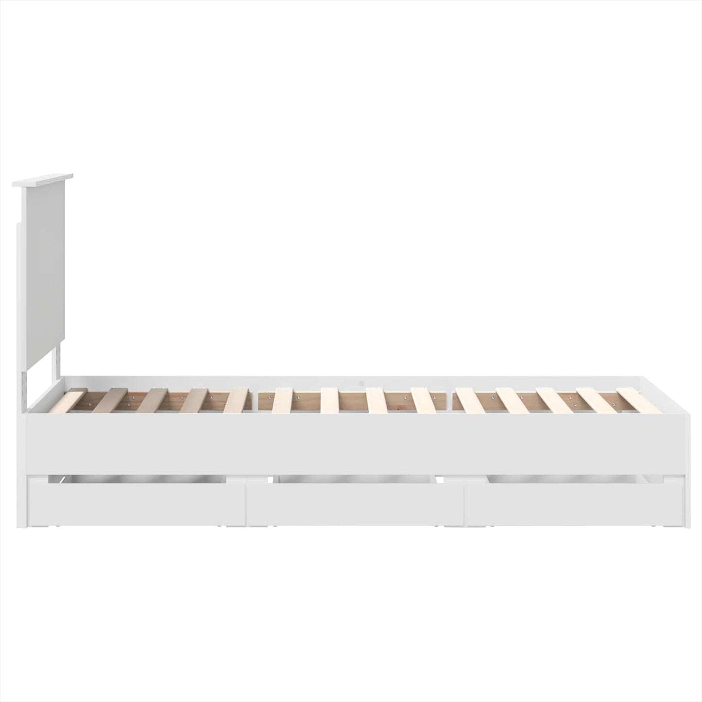 Bed Frame with Drawer White 75 x 190 cm Engineer Wood