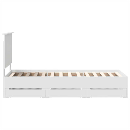 Bed Frame with Drawer White 75 x 190 cm Engineer Wood