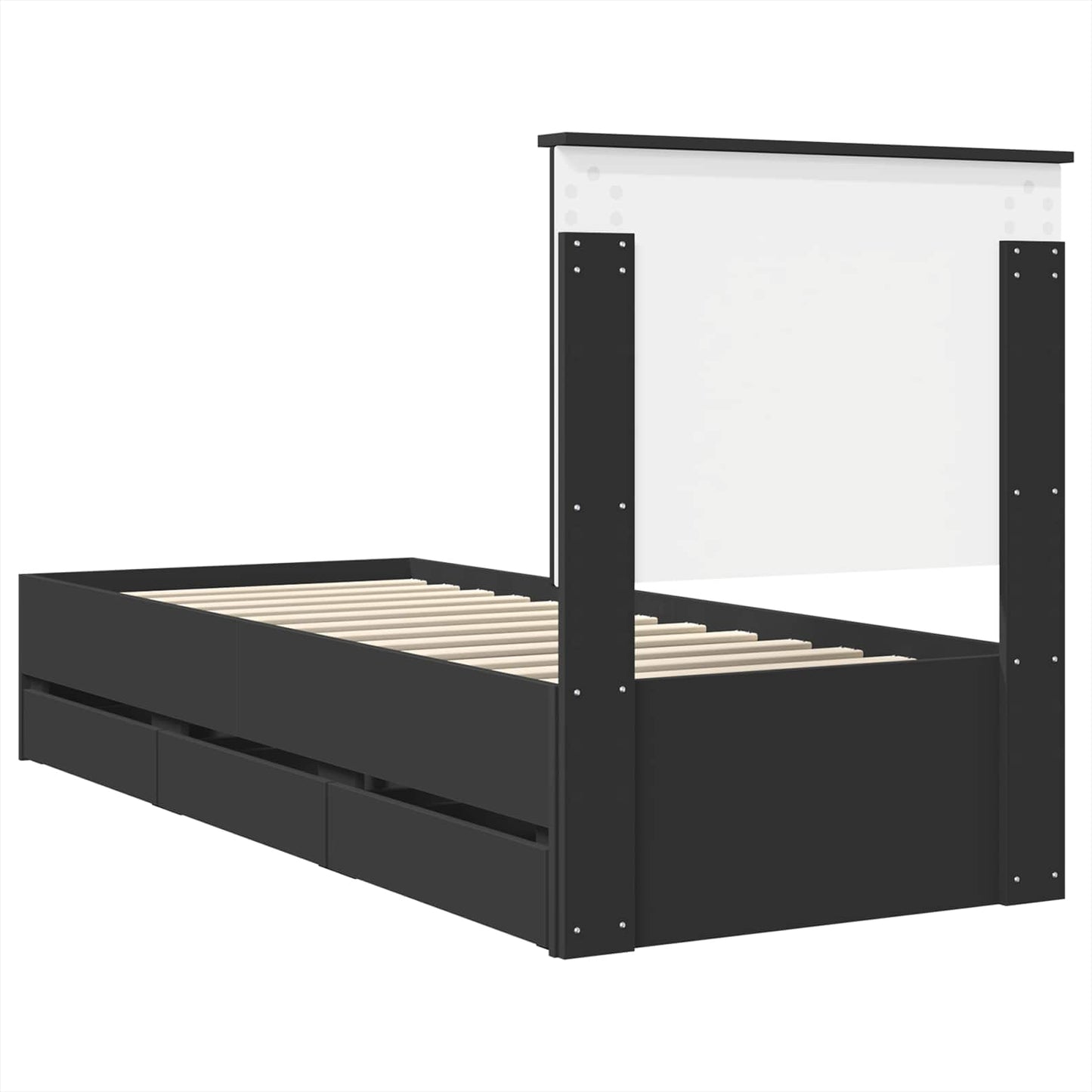 Bed Frame with Drawer Black 75 x 190 cm Engineer Wood
