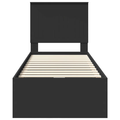 Bed Frame with Drawer Black 75 x 190 cm Engineer Wood