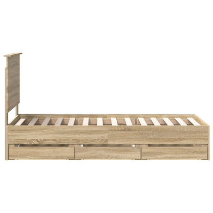 Bed Frame with Drawer Sonoma Oak 75 x 190 cm Engineer Wood