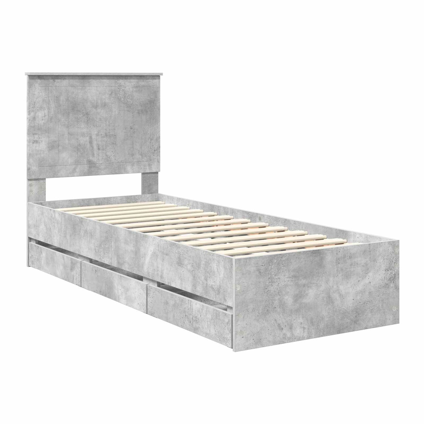 Bed Frame with Drawer Concrete Grey 75 x 190 cm Engineer Wood
