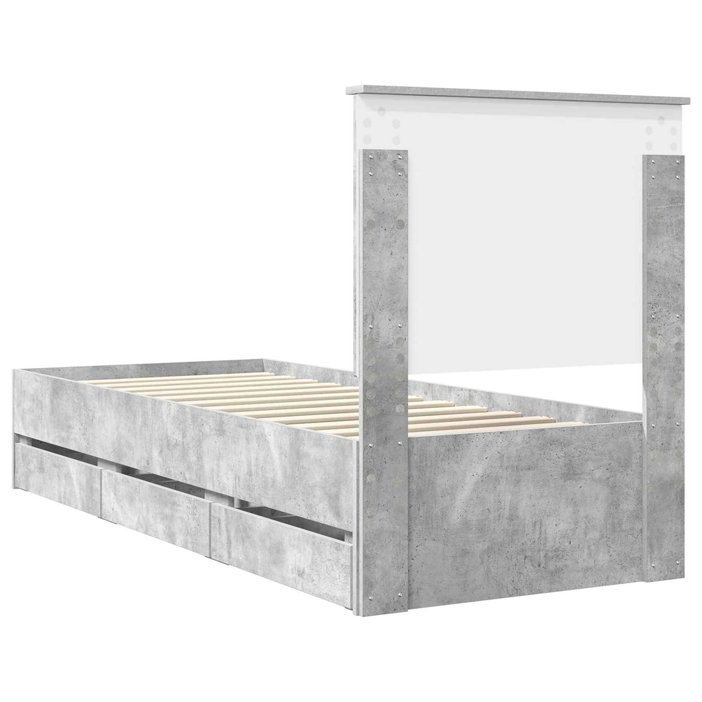 Bed Frame with Drawer Concrete Grey 75 x 190 cm Engineer Wood