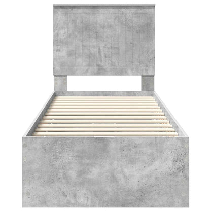 Bed Frame with Drawer Concrete Grey 75 x 190 cm Engineer Wood