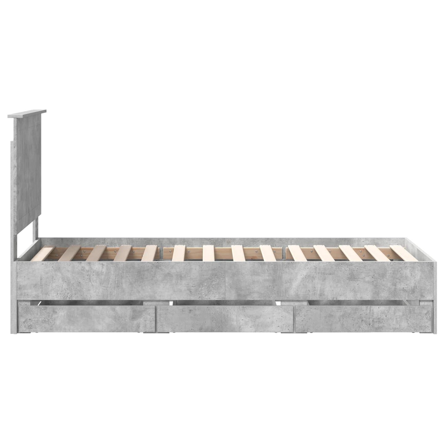 Bed Frame with Drawer Concrete Grey 75 x 190 cm Engineer Wood