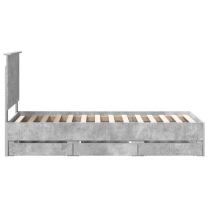 Bed Frame with Drawer Concrete Grey 75 x 190 cm Engineer Wood
