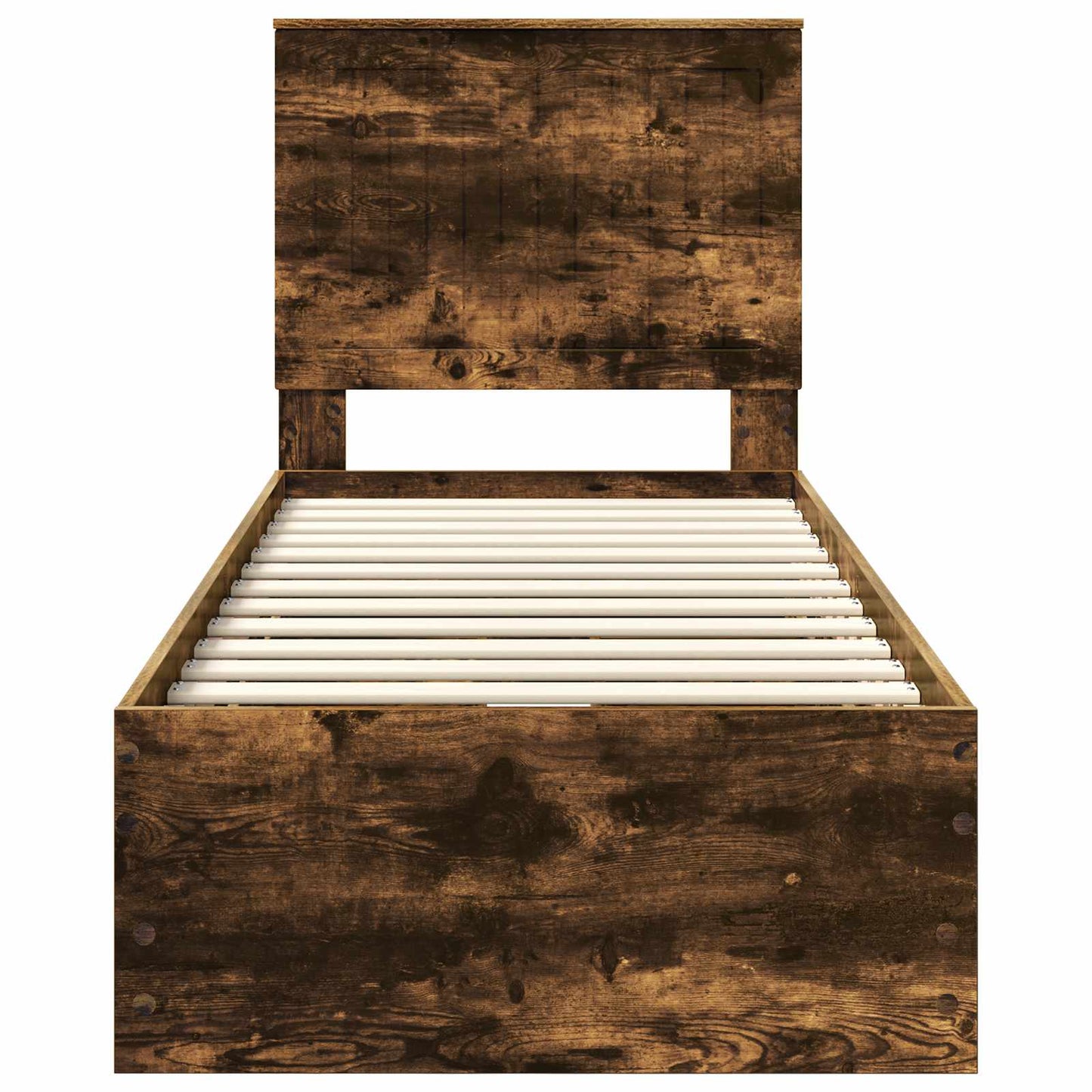 Bed Frame with Drawer Smoked Oak 75 x 190 cm Engineer Wood