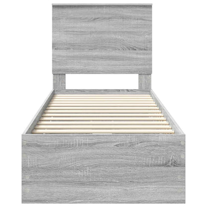 Bed Frame with Drawer Grey Sonoma 75 x 190 cm Engineer Wood
