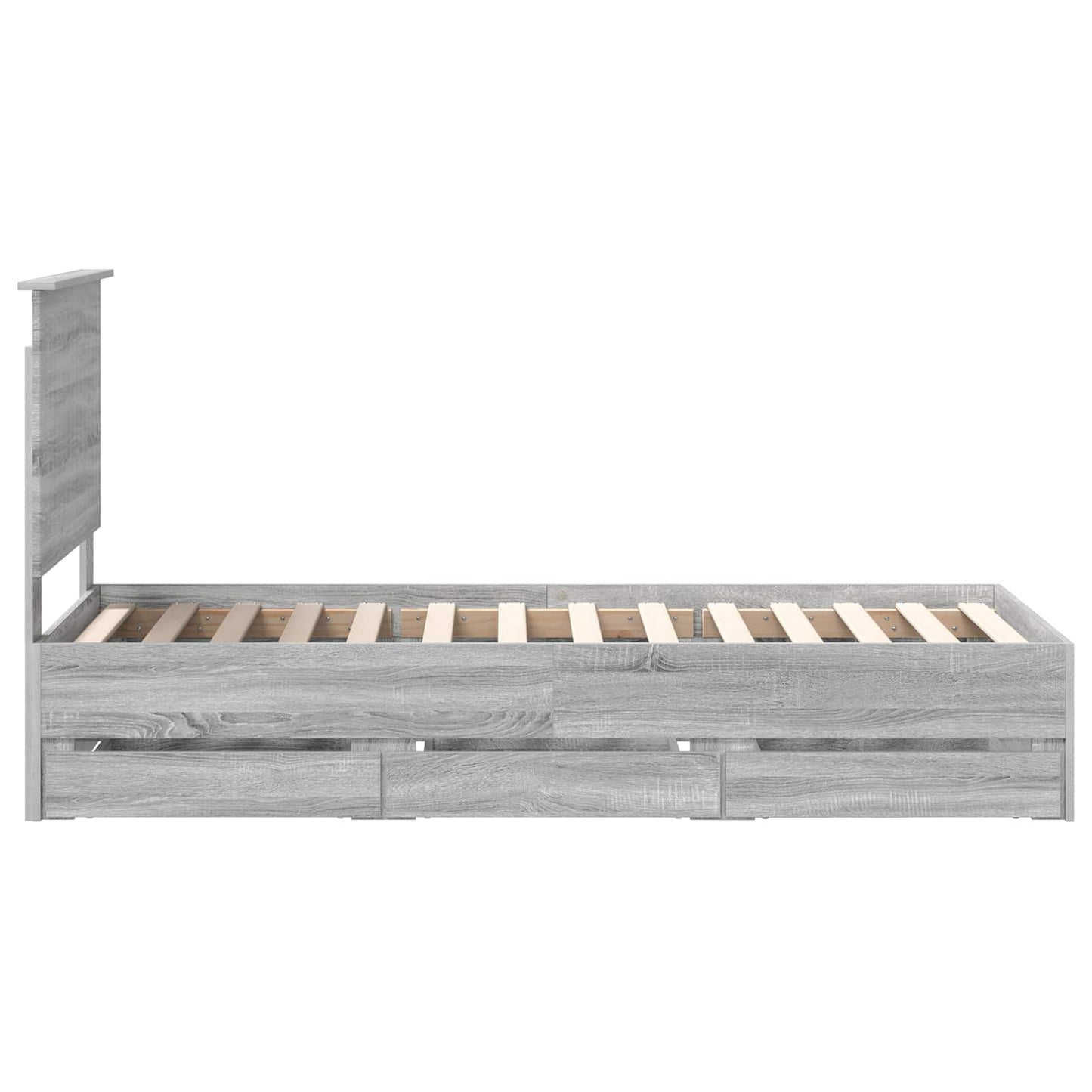 Bed Frame with Drawer Grey Sonoma 75 x 190 cm Engineer Wood