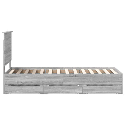 Bed Frame with Drawer Grey Sonoma 75 x 190 cm Engineer Wood