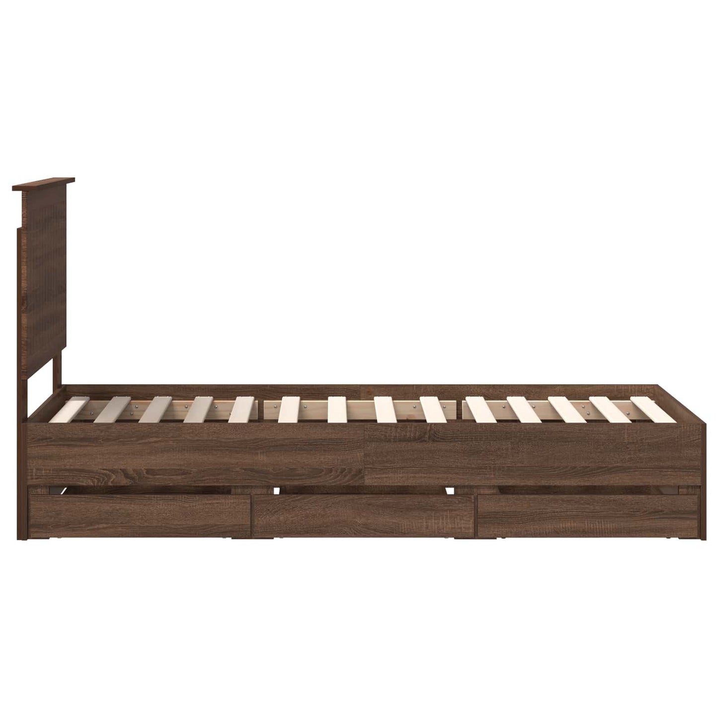 Bed Frame with Drawer Brown Oak 75 x 190 cm Engineer Wood