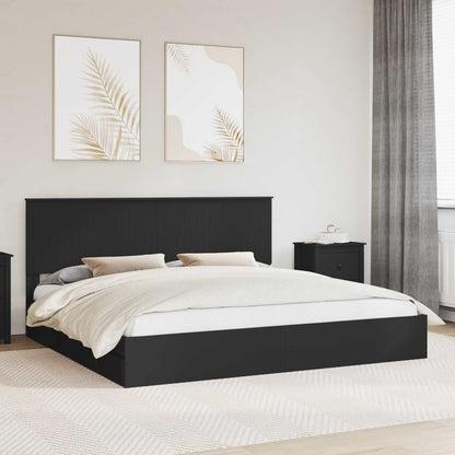 Storage Bed with Headboard Black 200 x 200 cm Engineered Wood