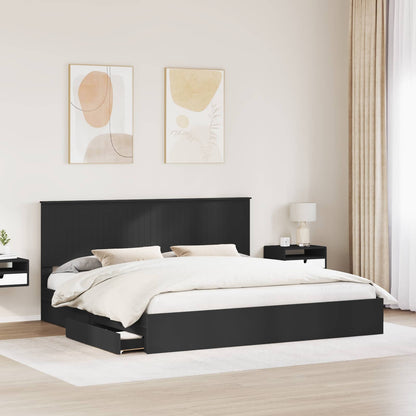 Storage Bed with Headboard Black 200 x 200 cm Engineered Wood