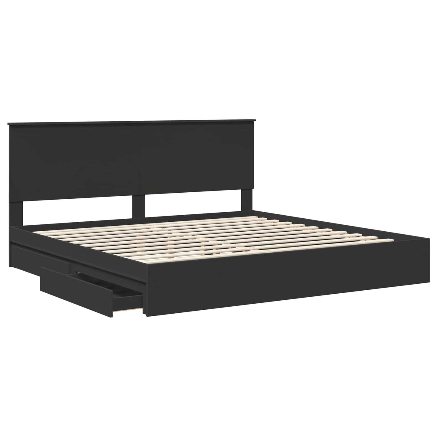 Storage Bed with Headboard Black 200 x 200 cm Engineered Wood