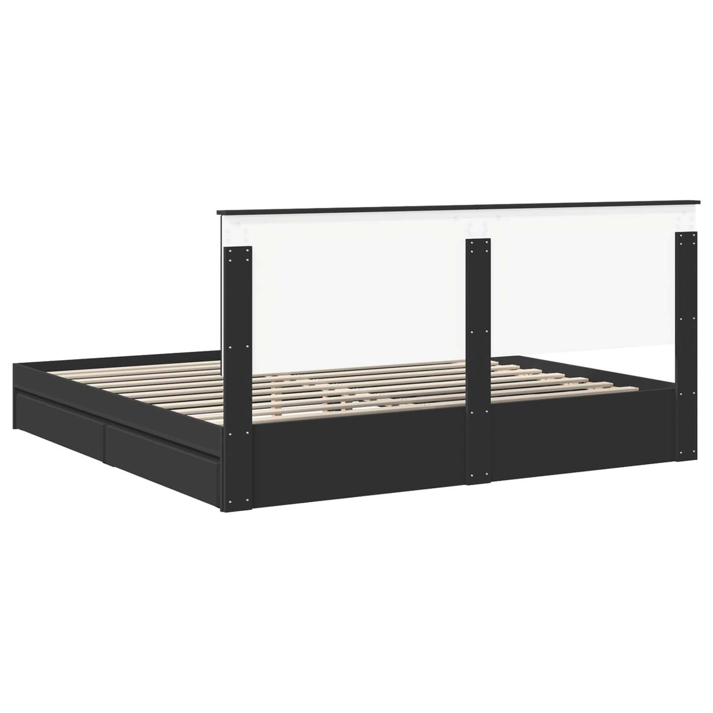 Storage Bed with Headboard Black 200 x 200 cm Engineered Wood
