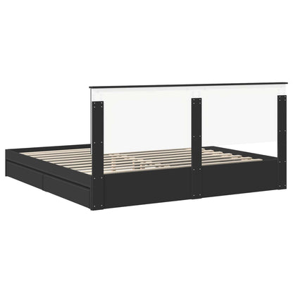 Storage Bed with Headboard Black 200 x 200 cm Engineered Wood