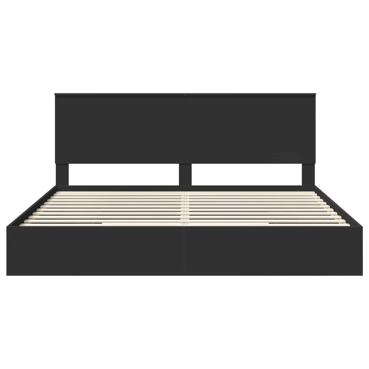 Storage Bed with Headboard Black 200 x 200 cm Engineered Wood