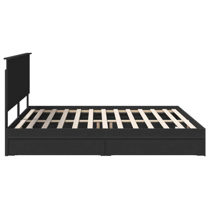 Storage Bed with Headboard Black 200 x 200 cm Engineered Wood