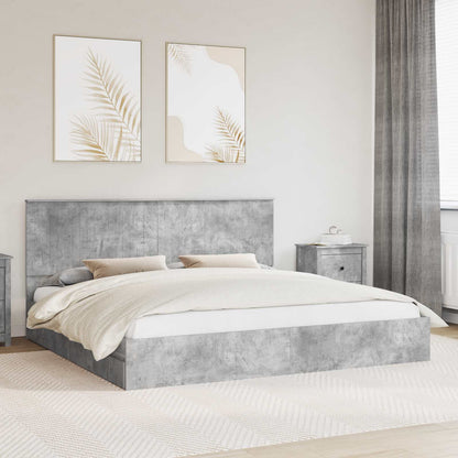 Storage Bed Concrete Grey 200 x 200 cm Engineered Wood