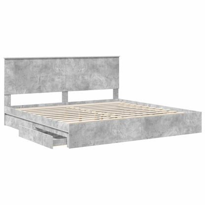 Storage Bed Concrete Grey 200 x 200 cm Engineered Wood