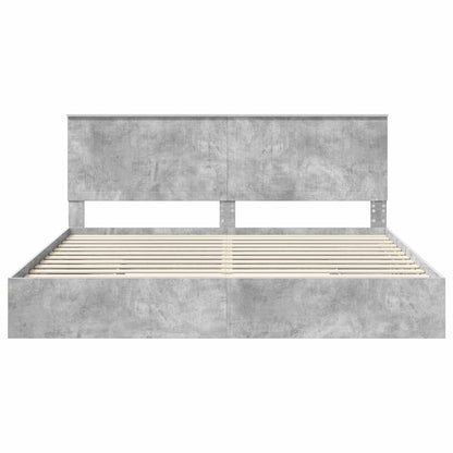 Storage Bed Concrete Grey 200 x 200 cm Engineered Wood