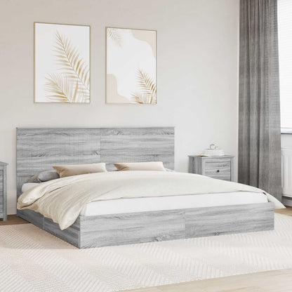 Storage Bed Grey Sonoma 200 x 200 cm Engineered Wood
