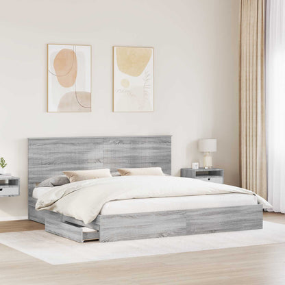 Storage Bed Grey Sonoma 200 x 200 cm Engineered Wood
