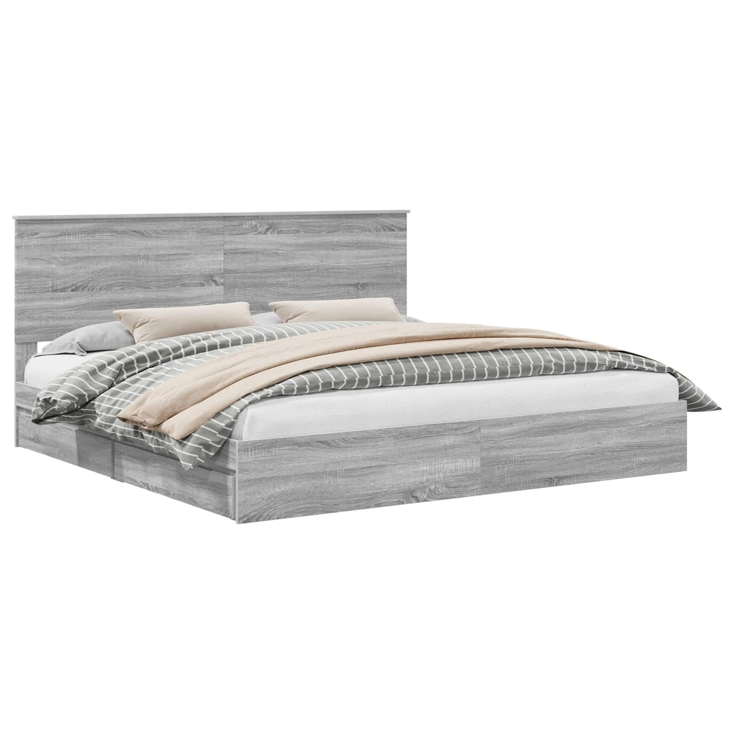 Storage Bed Grey Sonoma 200 x 200 cm Engineered Wood