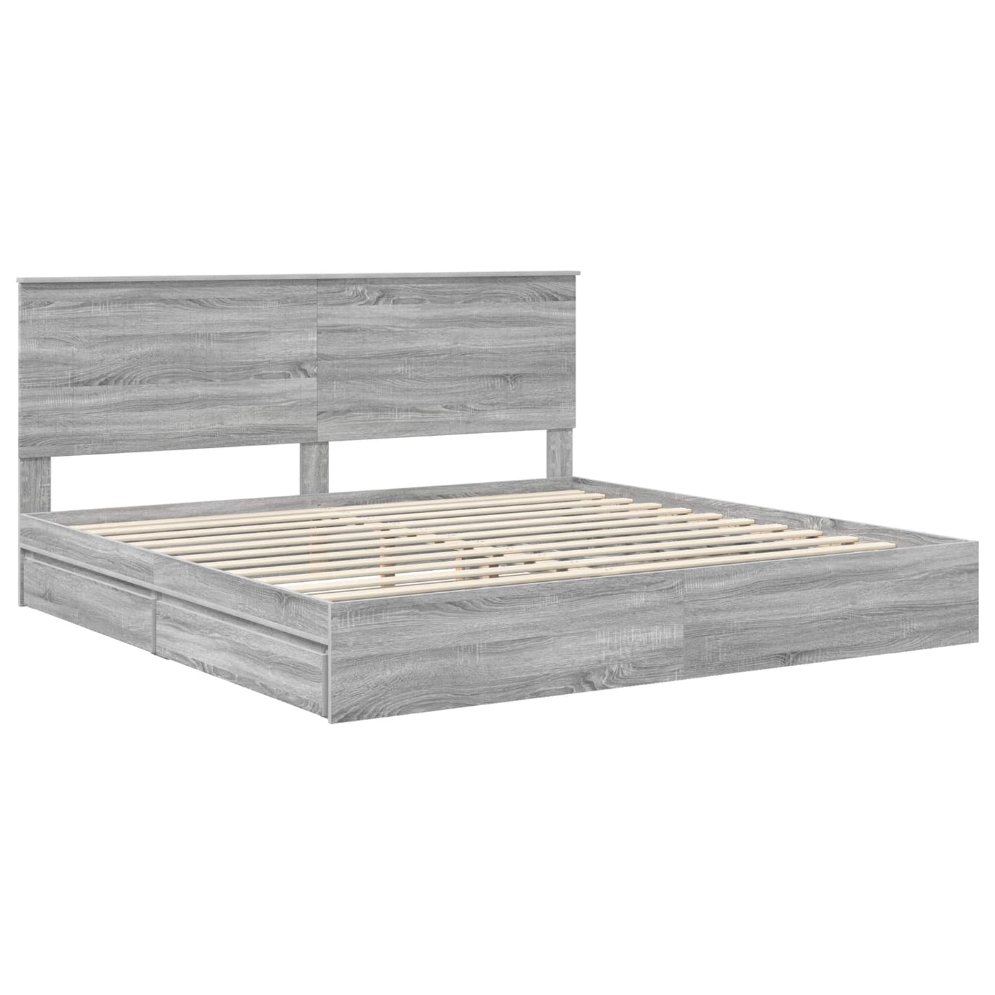 Storage Bed Grey Sonoma 200 x 200 cm Engineered Wood