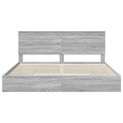 Storage Bed Grey Sonoma 200 x 200 cm Engineered Wood