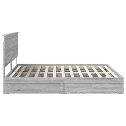 Storage Bed Grey Sonoma 200 x 200 cm Engineered Wood