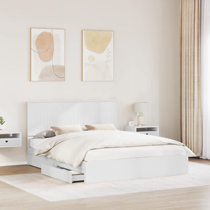 Storage Bed with Headboard White 160 x 200 cm Engineered Wood