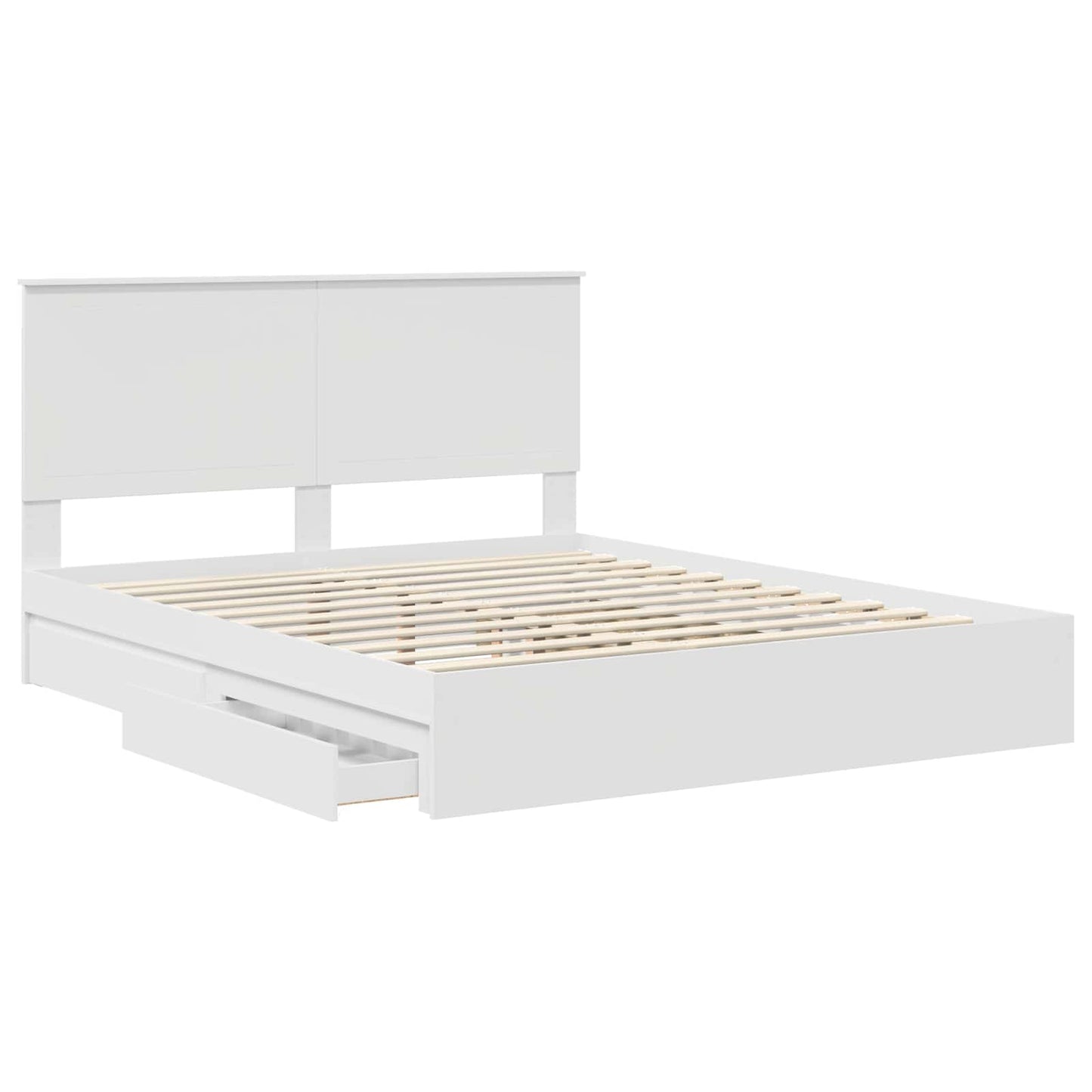 Storage Bed with Headboard White 160 x 200 cm Engineered Wood