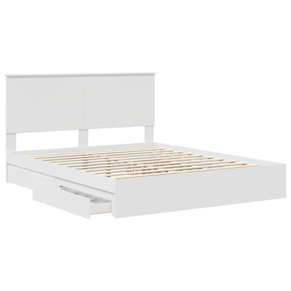 Storage Bed with Headboard White 160 x 200 cm Engineered Wood