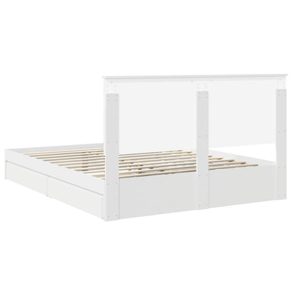 Storage Bed with Headboard White 160 x 200 cm Engineered Wood