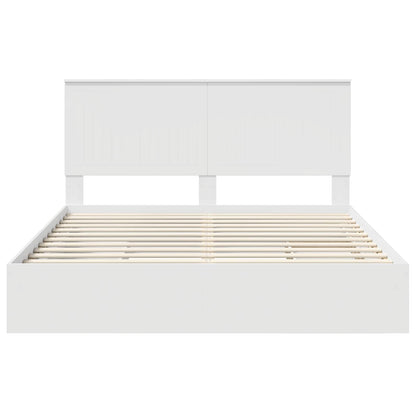 Storage Bed with Headboard White 160 x 200 cm Engineered Wood