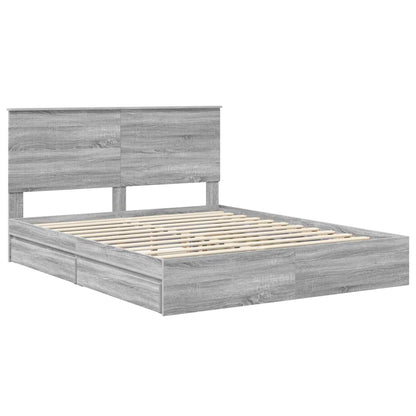 Storage Bed Grey Sonoma 160 x 200 cm Engineered Wood