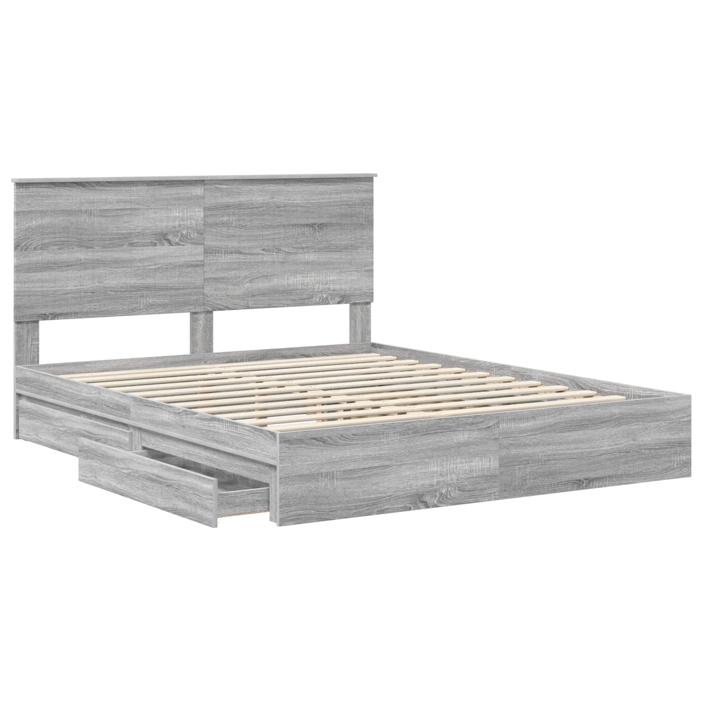 Storage Bed Grey Sonoma 160 x 200 cm Engineered Wood